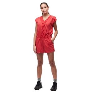 Indyeva Red Orange Esi Short Woven Stretch Romper Size S